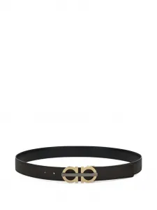 Двусторонний ремень с пряжкой Gancini Ferragamo, черный