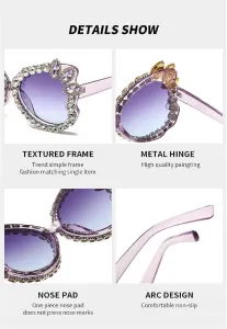 Женские солнцезащитные очки Melrose Luxury Diamond Butterfly в винтажном стиле y2k, модель 2331, White