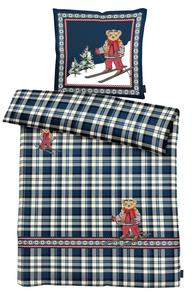 Постельное белье из атласа, размер 135x200 см, с изображением медведя Apelt, бежевый/белый/красный/синий