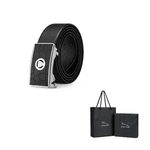 JAGUAR Стильный мужской кожаный ремень с автоматической пряжкой, Black