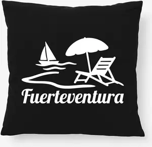 Подушка Huuraa с мотивом острова Фуэртевентура, подарок, 40x40 см, с наполнителем из черного хлопка, декор для острова Фуэртевентура Hellweg Druckerei