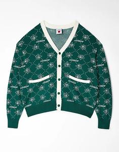 Вязаный кардиган с монограммой Ice Cream в зелено-белом цвете
