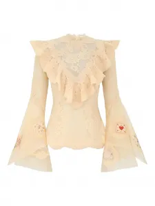 Блузка из кружев с оборками Zimmermann, нейтральный