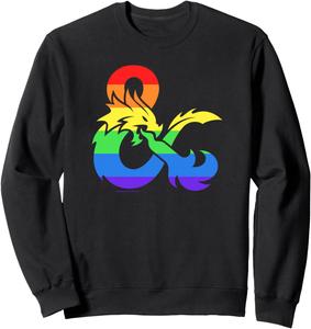 Толстовка с логотипом радужного флага гордости из Dungeons & Dragons, черная