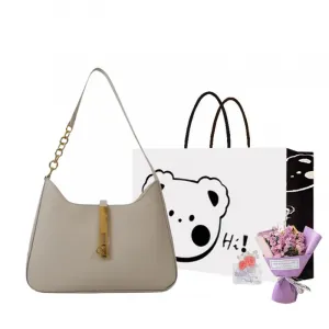 NX DOUGHNUT Женская наплечная сумка через плечо, White+Exclusive Shopping Bag+Greeting Card+Dried Flower