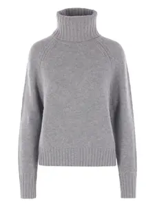 Свитер в рубчик из смеси шерсти и кашемира ALLUDE, серый