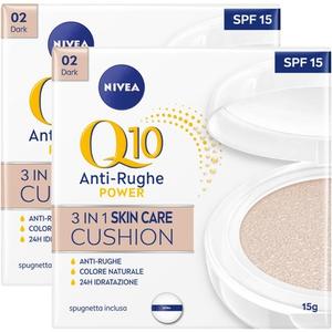 Q10 Anti-Age 3-в-1 тональный крем-кушон для ухода за кожей, натуральный цвет 02 Nivea