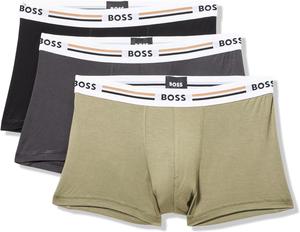 BOSS мужские трусы-боксеры Iconic Stripe с 3 полосками на поясе, Black/Asphalt/Kalamata Green