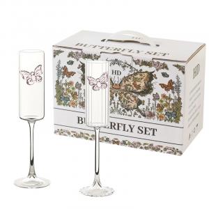 Набор бокалов Kawasimaya J-23-11, 2 шт для шампанского, прозрачный/полоски