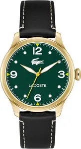 Lacoste Lisbon мужские часы 3H Quartz, нержавеющая сталь, водонепроницаемые до 5ATM/50 метров - современный дизайн для него - 42mm, Green Black Leather