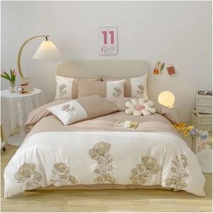 Generic Комплект постельного белья из хлопка пэчворк с цветочной вышивкой