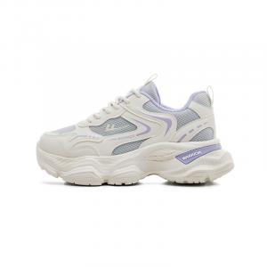 WARRIOR Износостойкие дышащие легкие низкие массивные кроссовки унисекс бежево-серо-фиолетовые (двойная сетка), цвет Beige Gray Purple (Dual Network)