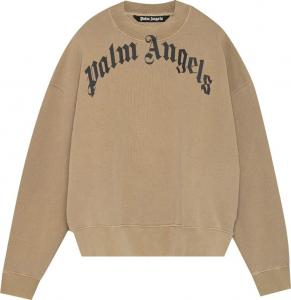 Толстовка Palm Angels GD Curved Logo Crewneck 'Beige/Black', загар