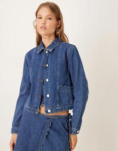 Джинсовая куртка Nobody's Child с фестончатым узором, средняя степень стирки — часть комплекта