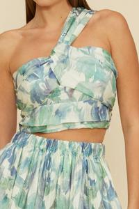 Женский топ Sophia с одним плечом в бирюзовом цветочном принте LUCY PARIS