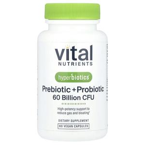 Vital Nutrients, Hyperbiotics, пребиотики и пробиотики, 60 веганских капсул