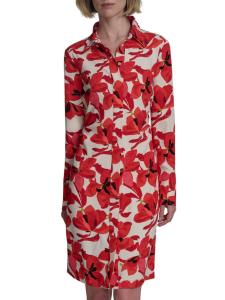 Платье-рубашка миди из крепа с узором, 25 мая Halston, цвет Fire