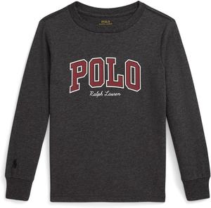 Хлопковая футболка с длинным рукавом и логотипом Polo Ralph Lauren Kids, Windsor Heather