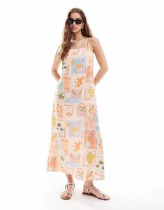 Платье-миди New Look Italy с принтом кремового цвета