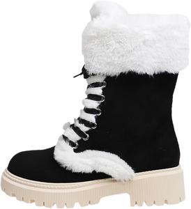Женские теплые ботинки с шнуровкой, большого размера, подходят для повседневной носки, на улице и в снежную погоду, мягкие и удобные. Fusecottc, Black