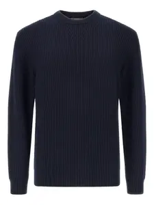 Кофта в рубчик с круглым вырезом Boggi Milano, синий