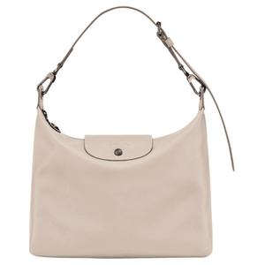 LONGCHAMP Кожаная женская сумка через плечо темно-серебристого цвета