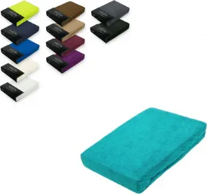 Простыня махровая на резинке 180 - 200 х 200 см бирюзового цвета Südseetraum