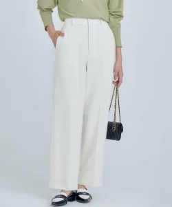 Базовые широкие прямые брюки из двойной ткани Suite L, цвет Ivory [002]