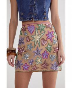 Женская мини-юбка, украшенная пайетками вручную Nasty Gal, Nude