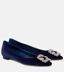 Какие украшенные бархатные балетки Manolo Blahnik, 4117 Navy