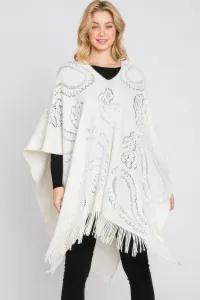 Пончо с бахромой и узором пейсли Truedames