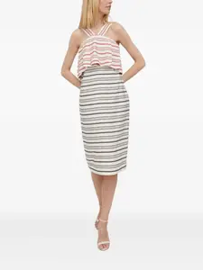 Полосатое плиссированное платье миди Sisley, нейтральный