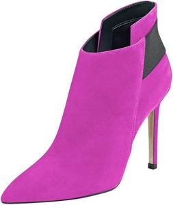 Женские элегантные ботильоны FSJ с острым носком, высокие каблуки, из искусственной замши, на резинке, размеры 4-15 US, Fuchsia