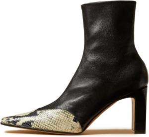 Женские стильные ботильоны Zszszsu с квадратным носком, массивным каблуком, модные носочные ботинки с боковой молнией, удобные обувь для повседневного ношения, модная обувь, размеры US 4-16, Black And Serpentine