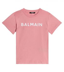 Футболка из хлопкового джерси с логотипом Balmain, розовый
