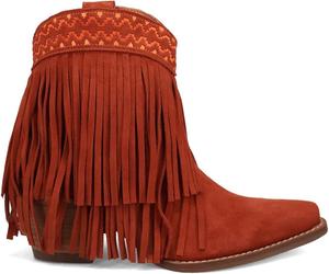 Женские повседневные ботинки Dingo Tapadero Southwest с бахромой и открытым носком, средний каблук 2-3 дюйма - коричневые