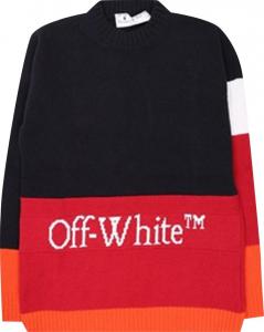 Толстовка Off-White Color Block Off Crewneck 'Blue/Red', синий