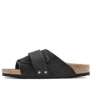 Тапочки kyoto nubuck-suede leather narrow fit sandals 'black' Birkenstock, черный