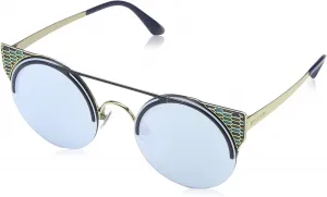 Женские солнцезащитные очки Bvlgari BV6088, сине-золотисто-сине-зеркальные, белые, 54 мм