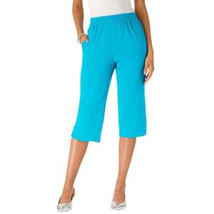 Женские капри из мягкой вязки Roaman's больших размеров, цвет Ocean
