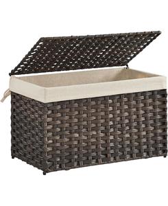 Корзина для хранения с крышкой - 65 л (17,2 галлона). Складная плетеная корзина с ручками, металлическим каркасом и съемным вкладышем для одеял SONGMICS HOME, коричневый