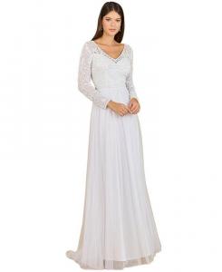 Женское свадебное платье с длинными рукавами и струящейся юбкой Lara, слоновая кость/кремовый