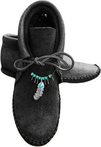 Ботинки для женщин​ ​Женские ботильоны​ ​Плоские ботинки​ Шнуровка, широкий округлый носок, ретро-уличный стиль ​Ботильоны для женщин​ Generic, Black-A