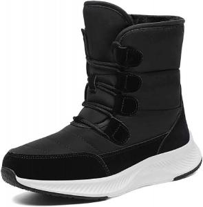 Женские водонепроницаемые зимние сапоги с искусственным мехом, средней длины, противоскользящие, теплые, для улицы, легкие, для прогулок и походов OEWHNGD, Black