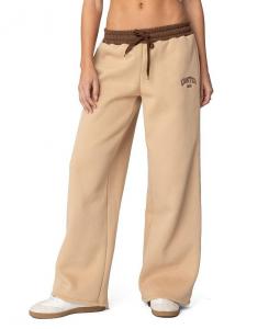 Контрастные вышитые спортивные брюки Edikted, коричневый/бежевый