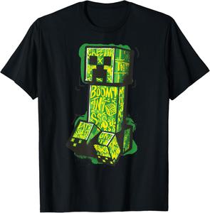 Футболка Minecraft Creeper Street Graffiti Fill, черная