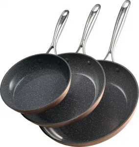 Набор из 3 сковород (20 / 27 / 30 см), алюминиевые сковороды с высокими эксплуатационными характеристиками (антипригарное покрытие), подходит для газовых, электрических и индукционных плит, серого цвета VEVOR