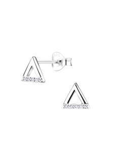 Alexander York Серьги-гвоздики в форме треугольника с кубическим цирконием из серебра 925 пробы, комплект из 2 штук