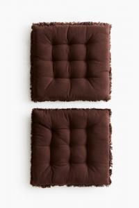 Подушка на стул H&M Chair Containing Linen, 38x38 см, 2 штуки, темно-коричневый