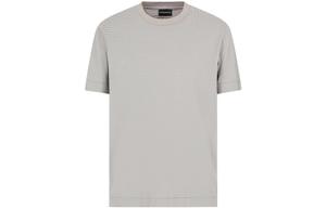 Футболка с логотипом из флока EMPORIO ARMANI, светло-серый